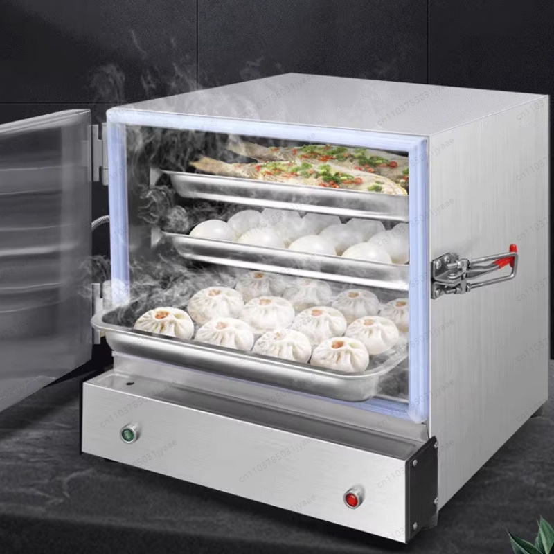 Commercial Kitchen Steamer - 電気蒸し器 ステンレス製 業務用蒸し器 2/3層式 電気食品蒸し器 タイマー付き