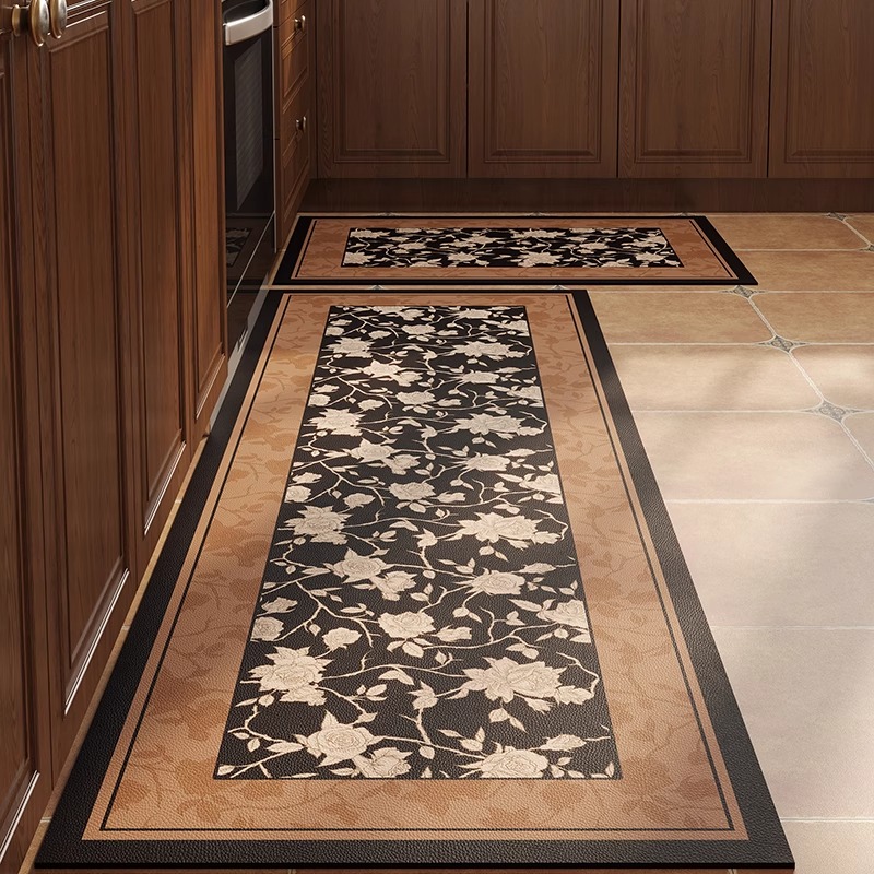 Commercial Kitchen Mats Anti Fatigue - キッチンビニールラグ PVC 防汚ノンスリップロングカーペット防水抗疲労フロアマット植物花家の装飾ランナーラグ
