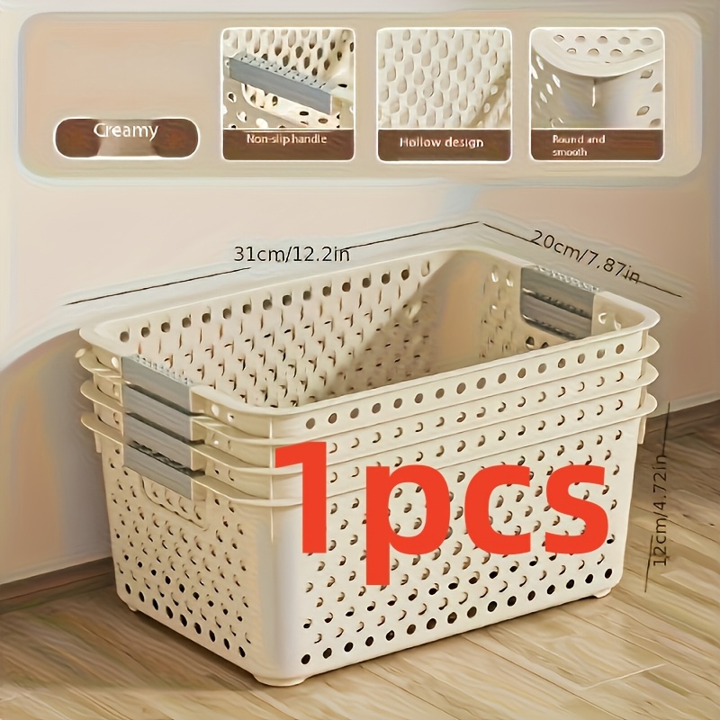 Commercial Kitchen Rack - 大容量のプラスチック製収納ボックスで、オープンなグリッドデザインと滑らかなエッジが特徴です。頑丈で多目的に使えるオーガナイザーで、クローゼット、キッチン、バスルーム、寝室、オフィスに最適です。 頑丈な積み重ね可能なバスケット、棚用バスケット