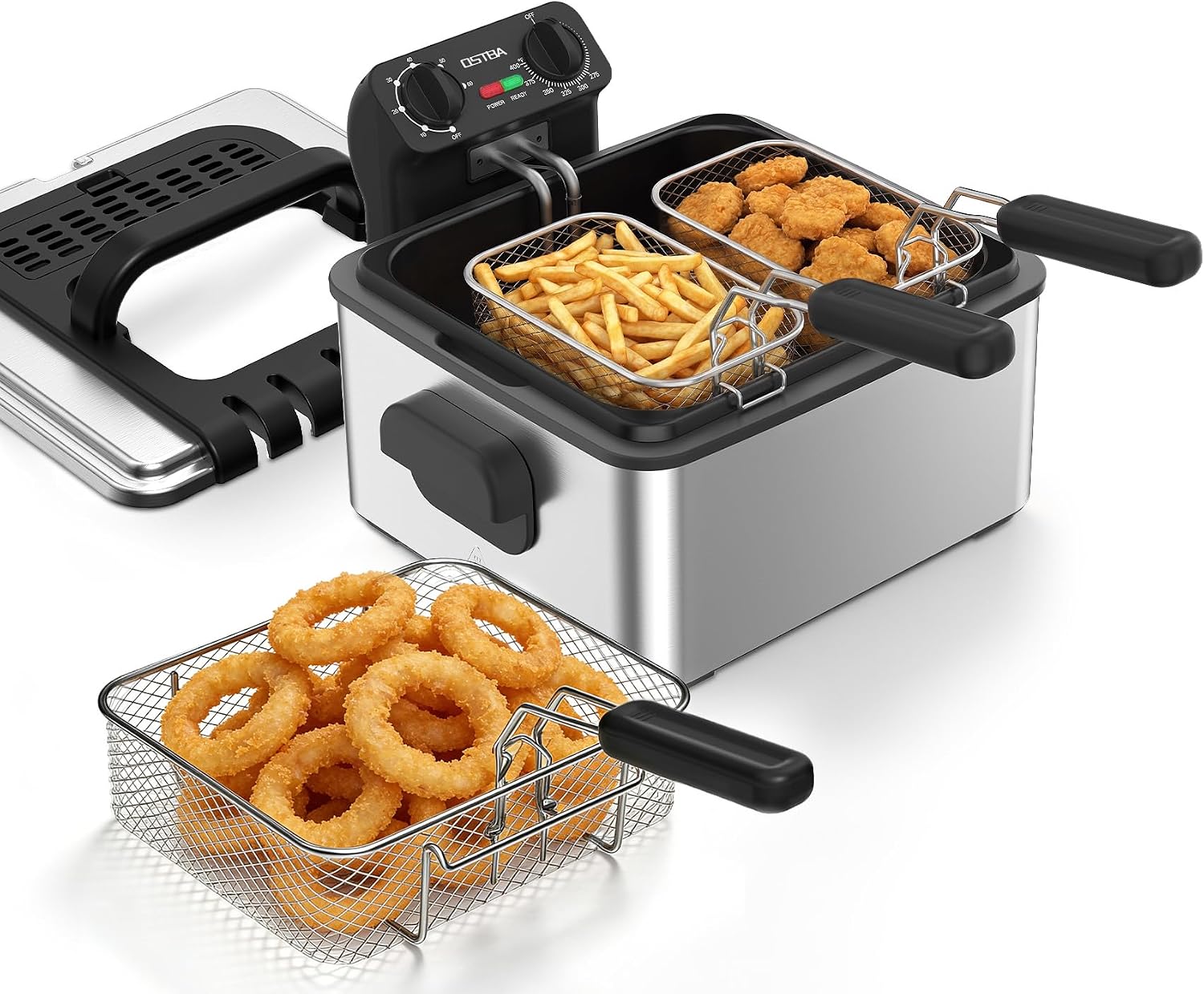 Commercial Kitchen Appliance - 電気フライヤー（3つのバスケット付き、4.75クォート、ステンレス製カウンタートップ）