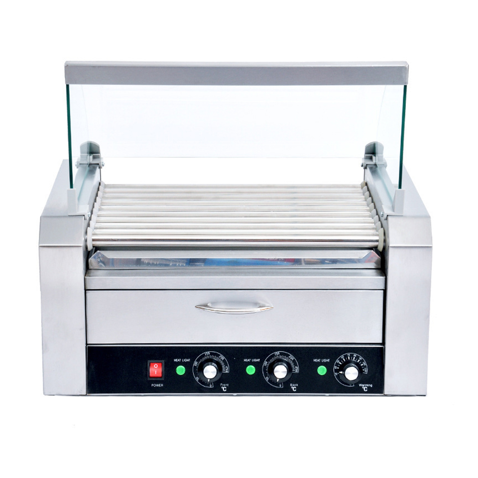 Hot Dog Roller Grill - HHD09A ホットドッグローラーグリル 業務用ホットドッグスナック機器 保温キャビネット ホットドッグメーカー ソーセージメーカー