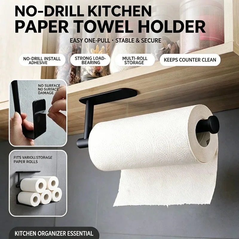 Commercial Kitchen Rack - ペーパーロールホルダー、タオルラック、吊り下げ棚、バスルーム収納、トイレラック、家庭用キッチンティッシュアクセサリー、壁掛けスタンドハンガー、キッチン
