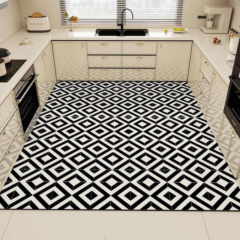 Commercial Kitchen Mats Anti Fatigue - 黒のキッチンラグ PVC 防水 大型カーペット ホームデコレーション ビニールレザー