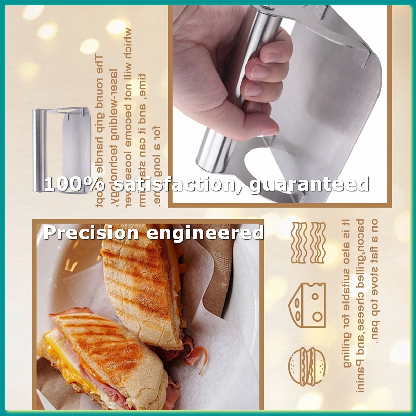 Commercial Kitchen And - キッチンステンレススチールステーキウェイト/ハンドル付きベーコン、ヘビーウェイトグリル業務用グレードバーガー-A07G