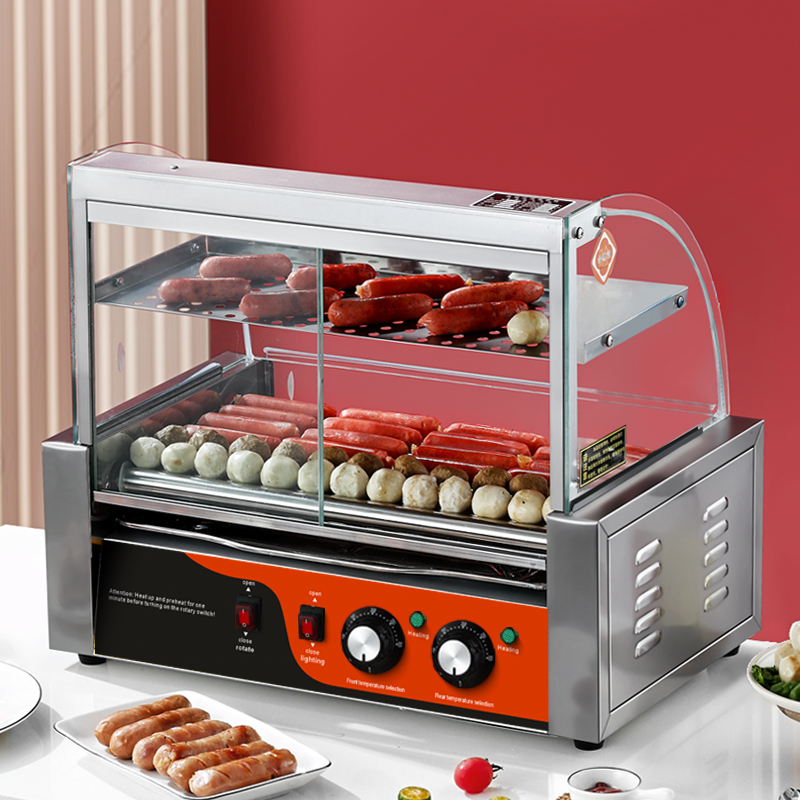 電気ステンレス製ホットドッグ＆ソーセージグリル 7ローラー  - Hot Dog Roller Grill のレビューと価格