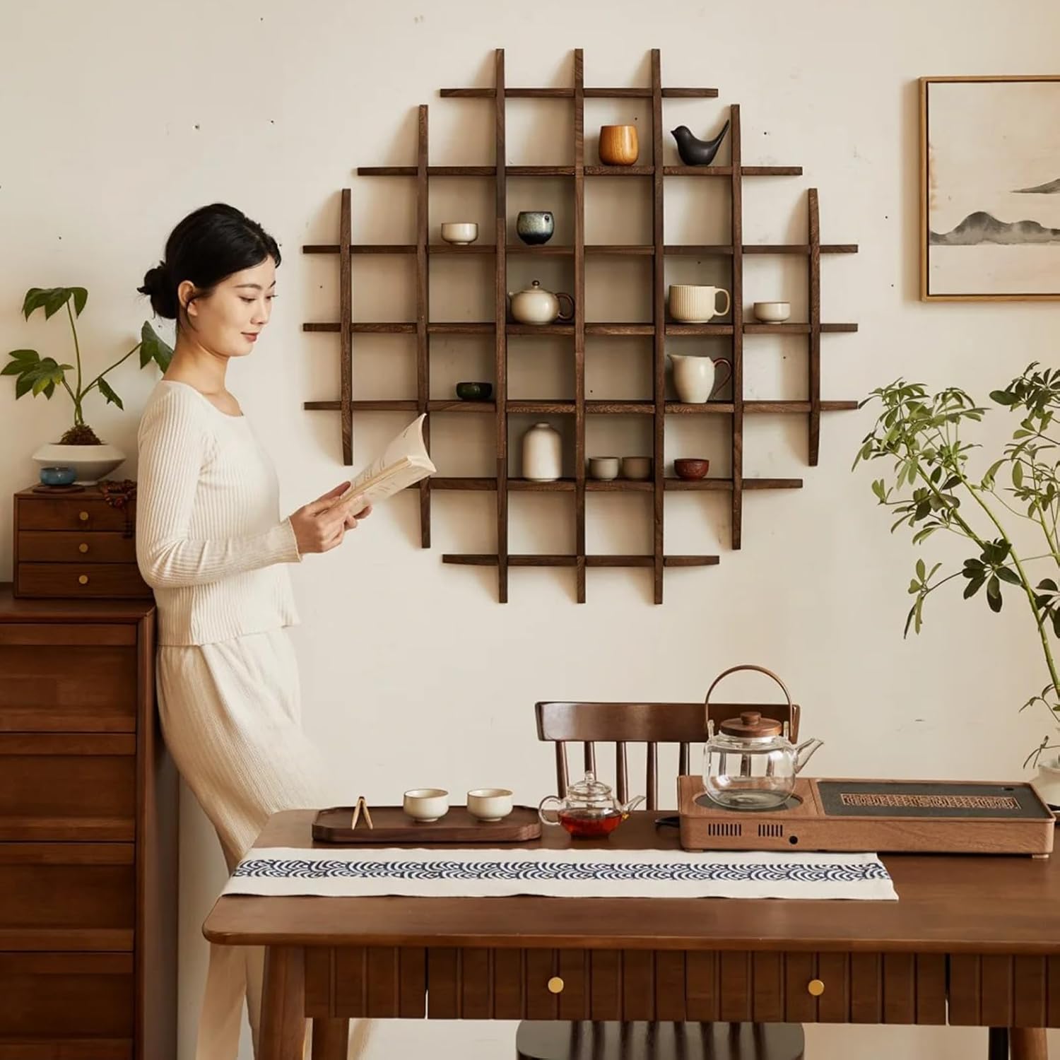 無垢材中国茶カップホルダー壁掛けティーポットディスプレイスタ - Commercial Kitchen Rack のレビューと価格