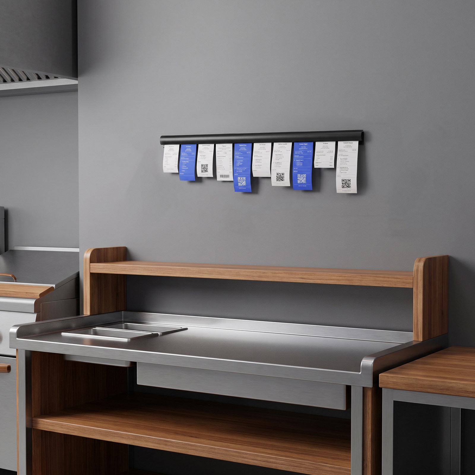 黒色のレストラン用チケットホルダーレール、スライド式レシート - Commercial Kitchen Rack のレビューと価格