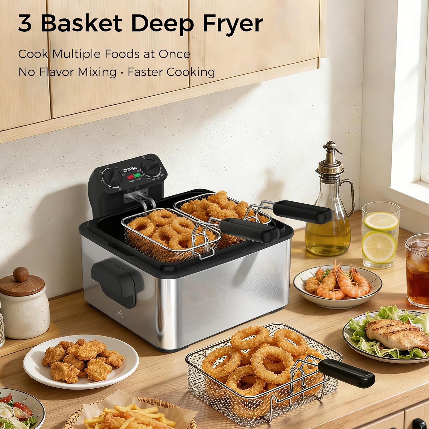 電気フライヤー（3つのバスケット付き、4.75クォート、ステ - Commercial Kitchen Appliance のレビューと価格