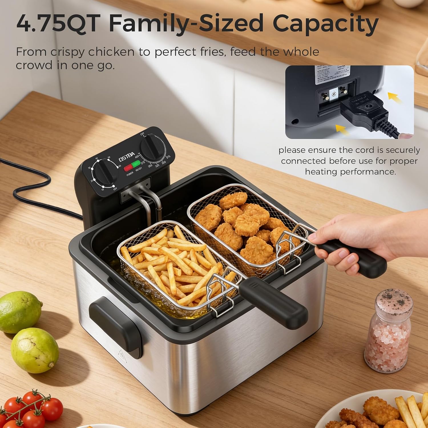 電気フライヤー（3つのバスケット付き、4.75クォート、ステ - Commercial Kitchen Appliance のレビューと価格