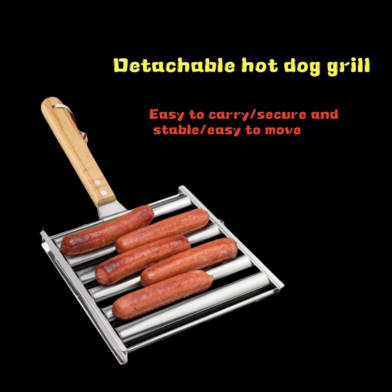 特大木製ハンドル付きステンレス製ホットドッグローラーグリル、 - Hot Dog Roller Grill のレビューと価格