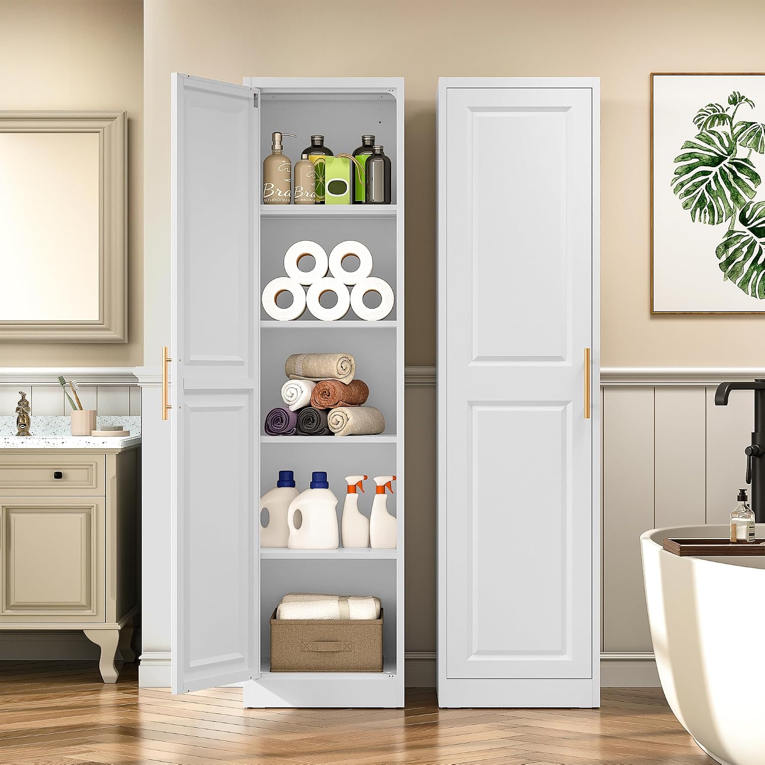 背の高い細長い収納キャビネット、1ドア5段、スリムキッチンパ - Commercial Kitchen Rack のレビューと価格