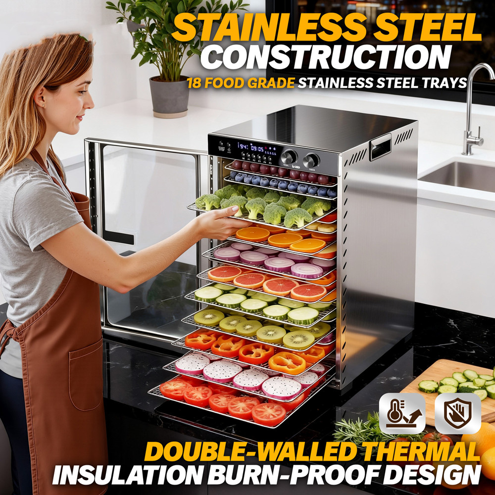 48時間タイマー付き食品乾燥機、18段トレイ大容量、ジャーキ - Commercial Food Dehydrator のレビューと価格