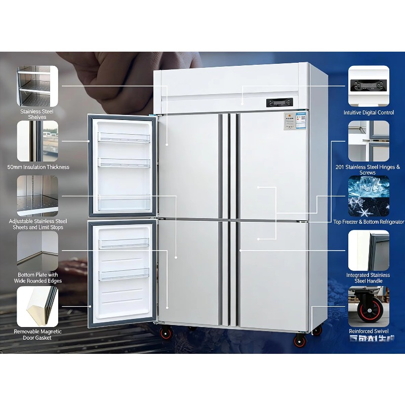 業務用ステンレス製直立型冷凍庫、二重温度4/6ドア冷蔵庫（ホ - Commercial Kitchen And のレビューと価格