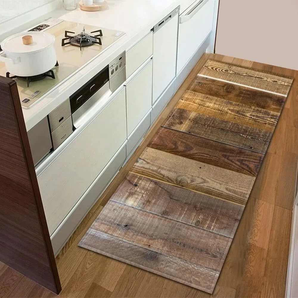 本物の木目効果のあるレトロなスタイリッシュランナーラグ キッ - Commercial Kitchen Mats Anti Fatigue のレビューと価格