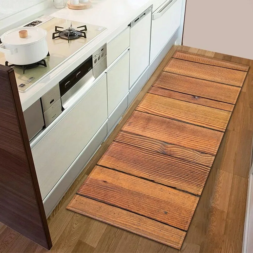 本物の木目効果のあるレトロなスタイリッシュランナーラグ キッ - Commercial Kitchen Mats Anti Fatigue のレビューと価格