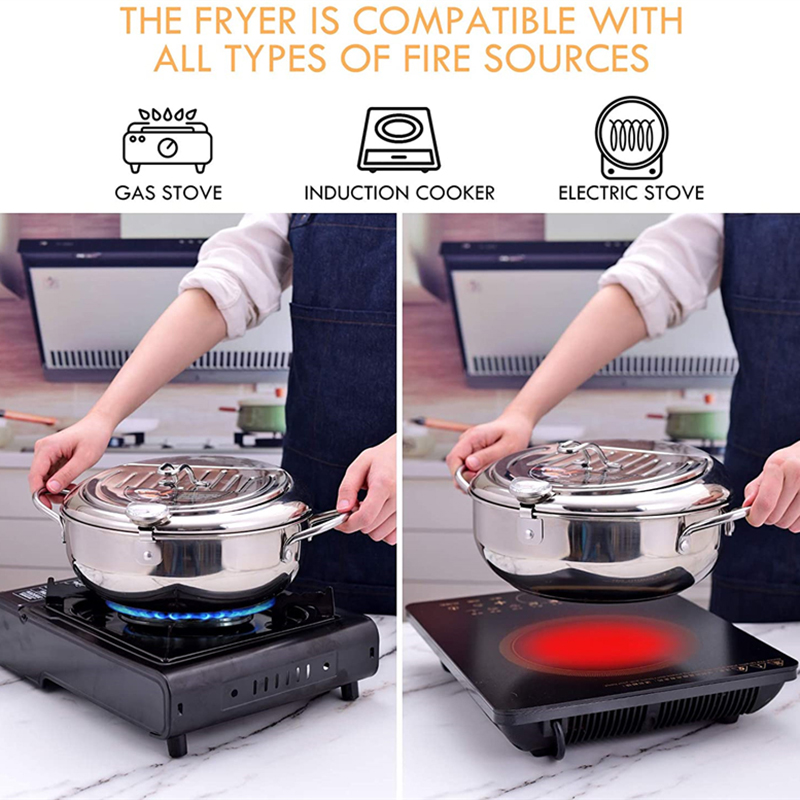 日本製揚げ鍋 温度計と蓋付き 304 ステンレス鋼 キッチン - Commercial Kitchen Appliance のレビューと価格