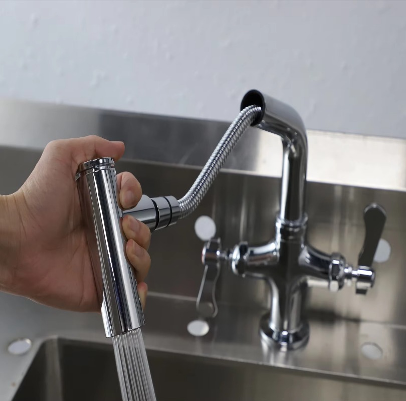 高品質ダブルハンドルカウンターマウントクロムメッキ業務用屋外 - Commercial Quality Kitchen Faucet のレビューと価格
